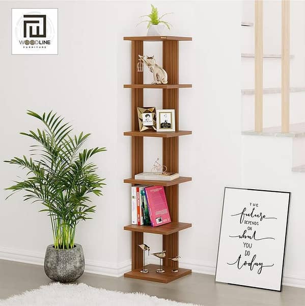 6-Square Shelves Display Corner Unit Bookcase Bookshelf Shelving Unit by Wood Line Furnituire