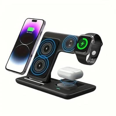 Fast wireless charging station-foldable charging stand