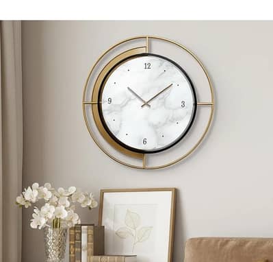 wall clock beautiful marble touch with golden frame Original china