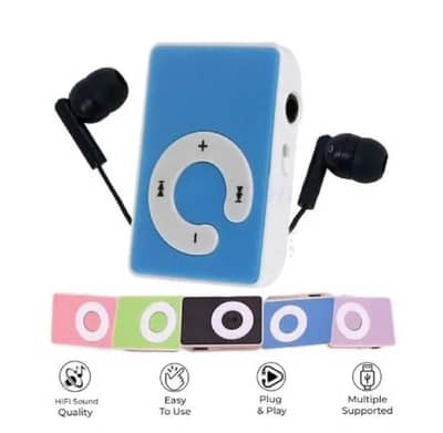 Ultra-Portable Mini Clip MP3 Player with Wired Earphones – Lightweight