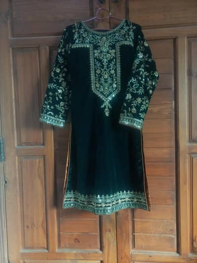 gold embroidered dark green velvet 3 piece suit