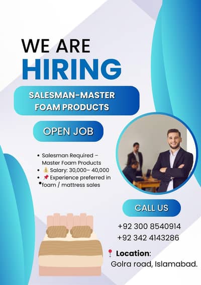 Salesman Required – Master Foam | Golra Road