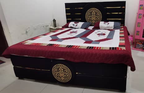 Stylish King Size Double Bed (Versace Design) WITHOUT MATTRESS