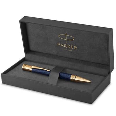 Parker dufold blue cheveron gold plated 18k ball point pen