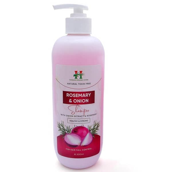 Husnain Organic Store Onion & Rosemary Anti Hair Fall Shampoo - 500ml Bottle for Root Strengthening and Scalp Cleansing