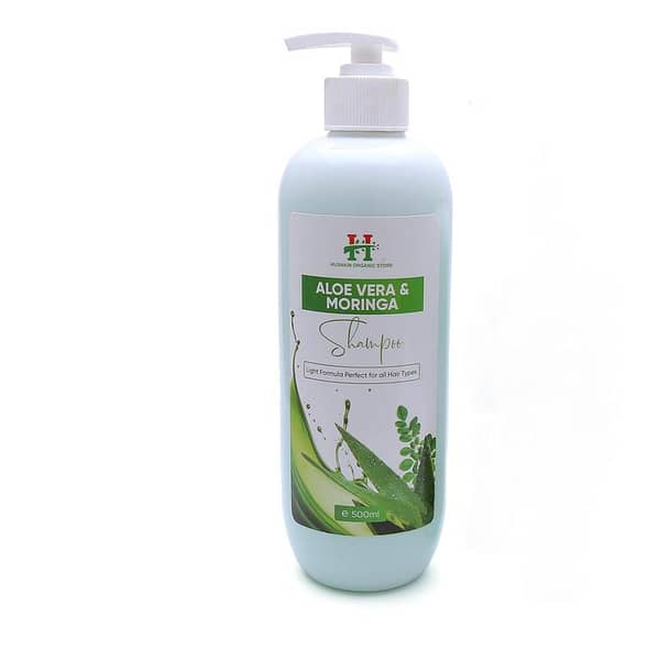Husnain Organic Store Anti Hair Fall Shampoo with Aloe Vera & Moringa Extracts - 500ml Bottle for Stronger Roots and Clean Scalp