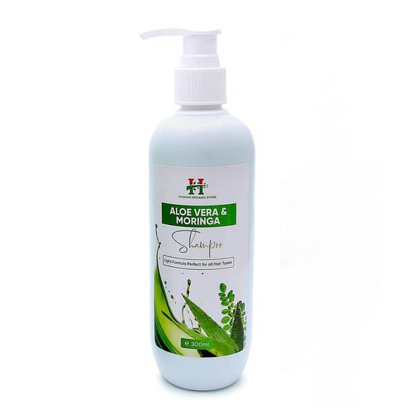 Husnain Organic Store Anti Hair Fall Shampoo | Aloe Vera & Moringa Extracts | Strengthens Hair and Cleans Scalp - 300ml