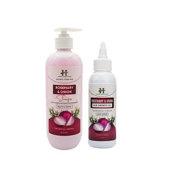 Onion & Rosemary Shampoo 500ml and Hair Growth Oil 120ml Combo