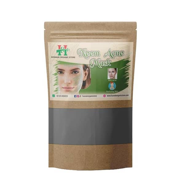 Husnain Organic Store | Neem Acne Mask for Acne Treatment and Reducing Redness - 50g