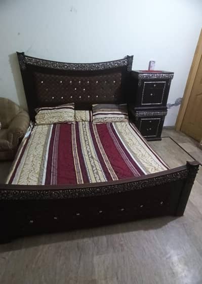 wooden double bed