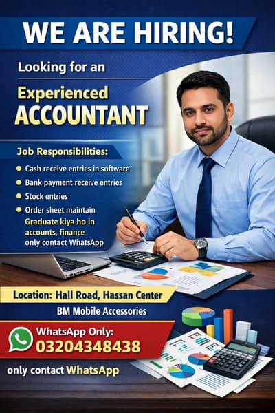 Experienced Accountant Required – online job Lahore (WhatsApp Only)