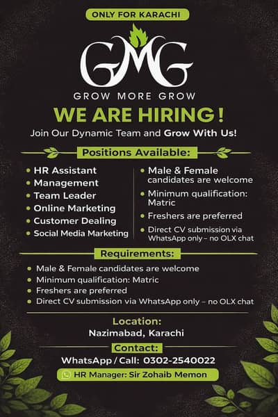 Indoor Office Work / Male & Female / Office Work / Only for Karachi