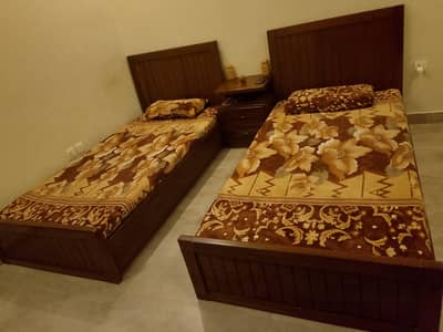 Sheesham Wood 2 New Single Beds with New Mattresses