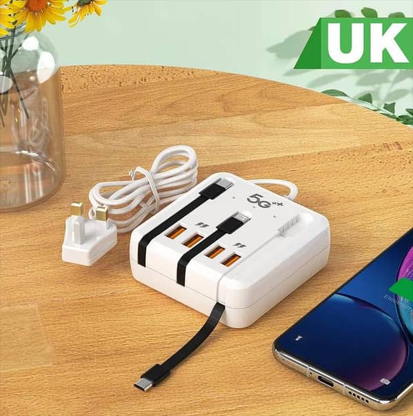 120W 4 Ports Desktop Multifunctional C Type Usb Charger Adapter Multifunction Power Strip USB Type C Charger Fast Charging For iPhone Xiaomi Samsung Huawei