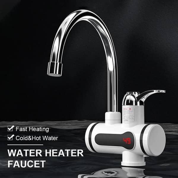 Instant Hot Water Geyser - Electric Heating Faucet with Shower for Kitchen and Bathroom - Shock-Proof with Digital Display
