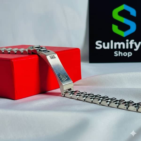 Silver Rolex Crown Chain Bracelet