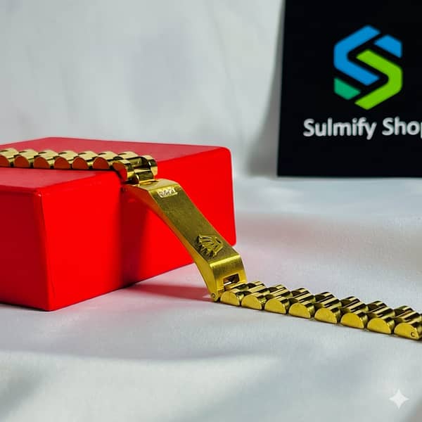 Golden Rolex Crown Chain Bracelet