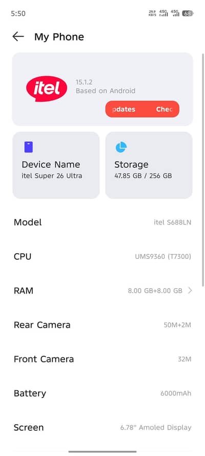 itel Super 26 Ultra 8+8/256