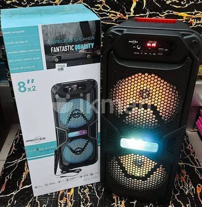 Double 8-8 Inch Bluetooth Speaker With Mic  | Box Pack Sound Speaker