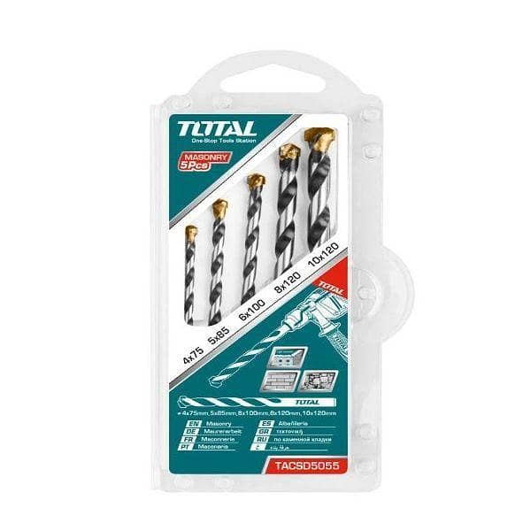 5PCS Masonry drill bits set TACSD5055 | Company: Total | Origin: China & Hammer drill bits set & 4 Pcs hammer drill bits set