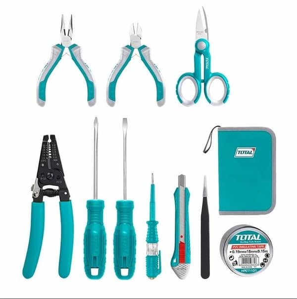 TOTAL 11-Piece Electrician Tool Kit – Professional Electrical Tools Set for Home and Office | TKETS0111
