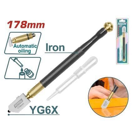 TOTAL THT561781 178mm Heavy Duty Glass Cutter with Oil Suction Pipe - Precision Tool for Cutting