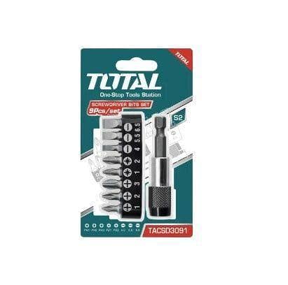 TOTAL 9-Piece S2 Industrial Steel Magnetic Screwdriver Bits Set TACSD3091