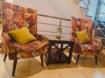 Coffee Chairs With Table//Pair Of chairs//Soild Wooden Chairs Set