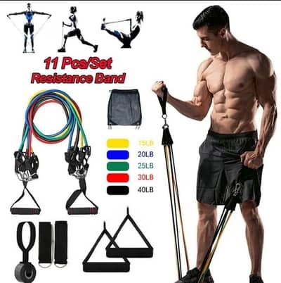 Adjustable 11 Pcs Durable Resistance Bands - Perfect for Home Workouts