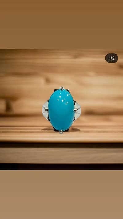 silver ring with real stone