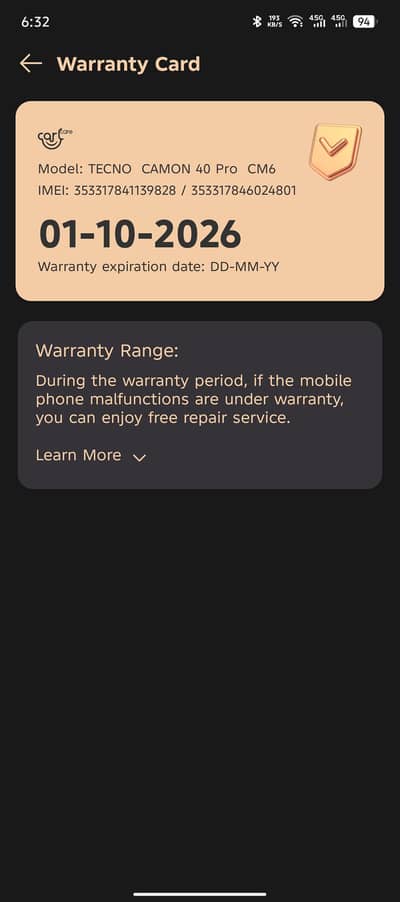 Tecno Camon 40pro Glacier White  8+5 ///256