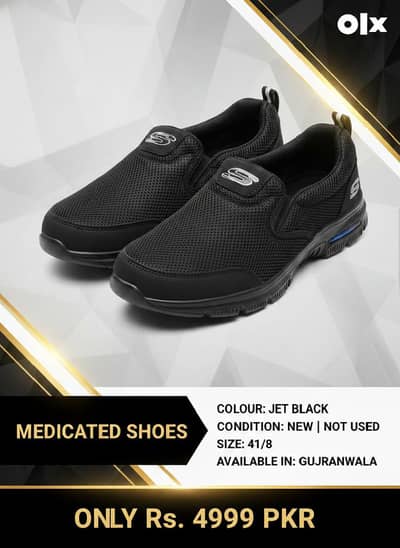 Premium Soft Medicated Shoes - Jet Black (New)