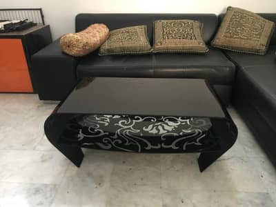Black Glass Coffe Table For Sale