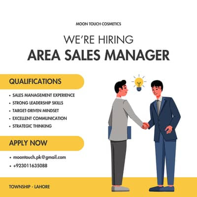 We Are Hiring Area Sales Manager