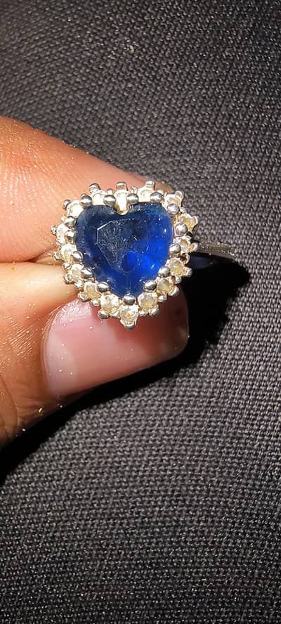 Sterling Silver 925 lab-created Sapphire neelum & Cubic Zirconia Ring