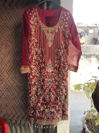 mahroon full work 3 piece