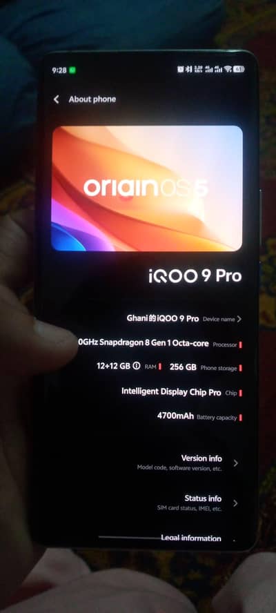 IQOO 9pro 12+12 gb 256gb