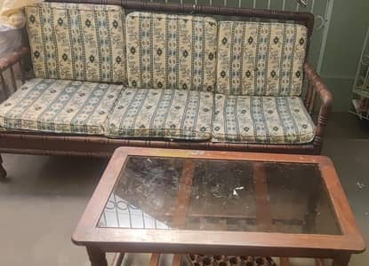 Sheesham Sofa Set with Glass Table | Used |