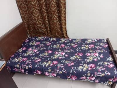 Wooden Single Bed with Mattress