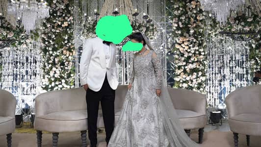 Luxury Bridal Maxi Gown with Long Trail – Silver | Once Worn