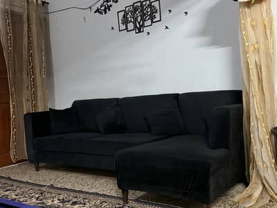 L shape self customized strong wooden sofa set-Moving Out