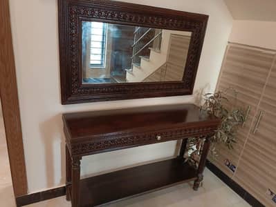 console table wooden and mirror