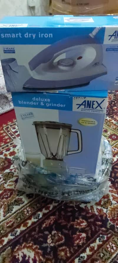 Anex Deluxe Blender Grinder and Smart Dry Iron.