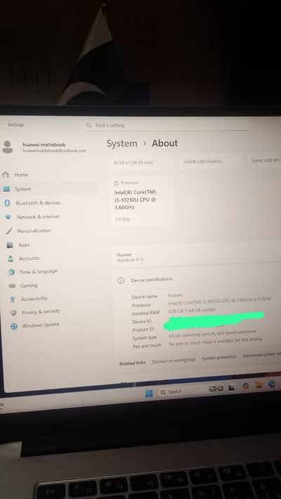 Huawei matebook D15 corei5 10th generation