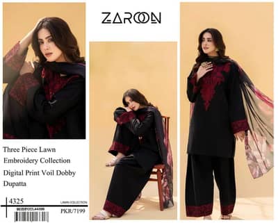 ZAROON Unstitched Ladies 3Pec Suit
