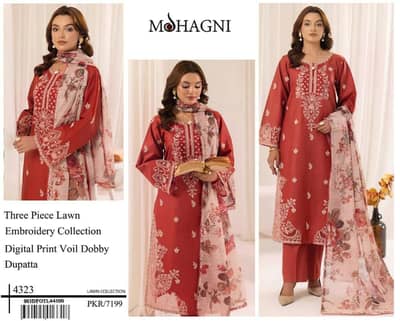 MOHAGNI Unstitched Ladies 3Pec Suit
