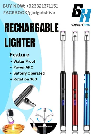 rechargeable battery type c arc waterproof lighter