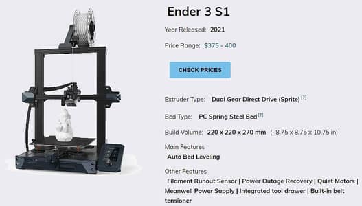 ender 3 s 1 3D printer branded 10/10