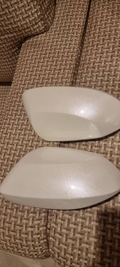PEARL WHITE SIDE MIRROR COVERS FOR TOYOTA CARS VITZ/ YARIS/ PREMIO