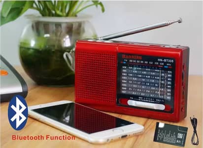 FM AM SW (1-7) 9 Bands Radio,Support Bluetooth USB TFCard Rechargeable